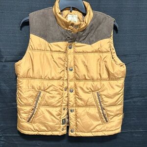 Punchy men’s brown/gold puffy vest jacket / Size M / Box 10-27